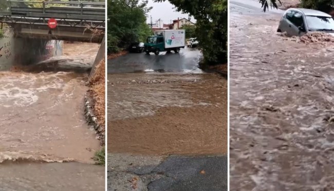 "Βούλιαξε" ο Πλαταμώνας από ισχυρή καταιγίδα: Δρόμοι - ποτάμια, παρασύρθηκαν αυτοκίνητα [εικόνες]