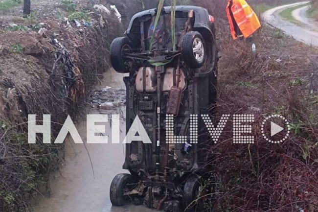 Ανδραβίδα: ΙΧ ανασύρθηκε από αρδευτικό κανάλι - Θρίλερ με τον εντοπισμό του οδηγού