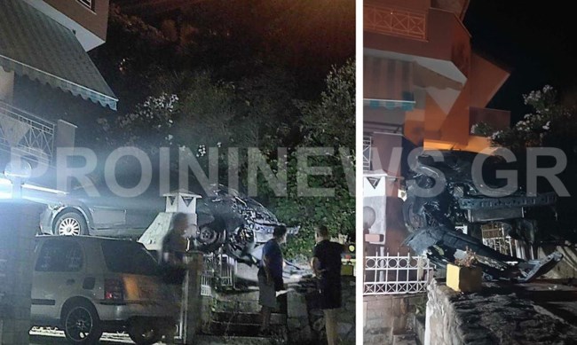 Καβάλα: Άγιο είχε οδηγός ΙΧ που έπεσε από τα 20 μέτρα και "προσγειώθηκε" σε αυλή σπιτιού [εικόνες]