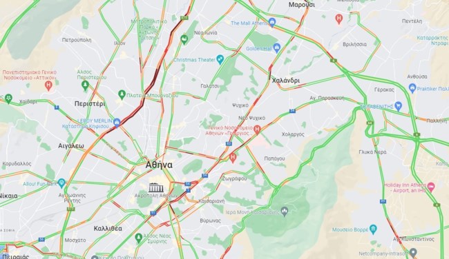 Στο κόκκινο η κίνηση στην Αθήνα: Καραμπόλα στο Χίλτον- Μεγάλα μποτιλιαρίσματα σε κεντρικούς δρόμους