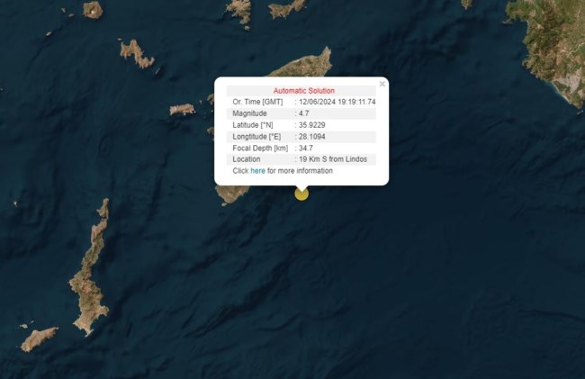 Σεισμός τώρα στη Ρόδο: 4,9 Ρίχτερ ταρακούνησαν το νησί
