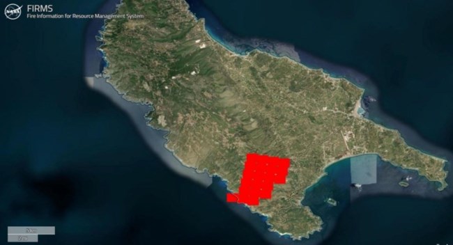 H φωτιά στη Ζάκυνθο από τον δορφόρο της Nasa