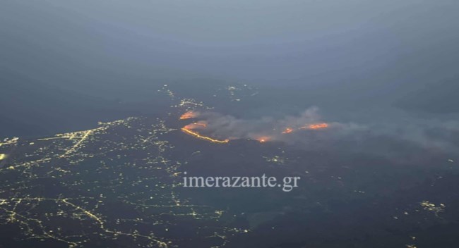 Φωτογραφία: Το πύρινο μέτωπο στη Ζάκυνθο από ψηλά