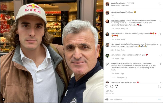 ΣΤΕΦΑΝΟΣ ΤΣΙΤΣΙΠΑΣ ΜΕ ΤΟΝ ΠΑΤΕΡΑ ΤΟΥ INSTAGRAM.