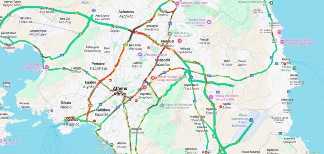 Απροσπέλαστος ο Κηφισός: Μποτιλιάρισμα από τον Πειραιά ως την Κηφισιά