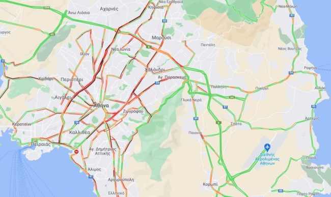 Μποτιλιάρισμα στους δρόμους της Αθήνας - Απεργία σε Μετρό, ΗΣΑΠ, Τραμ - Πώς κινούνται λεωφορεία και τρόλει