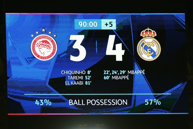 Ολυμπιακός - Ρεάλ Μαδρίτης 3-4: Πάλεψε σαν λιοντάρι, αλλά δεν μπόρεσε να σταματήσει τον "σεληνιασμένο" Εμπαπέ