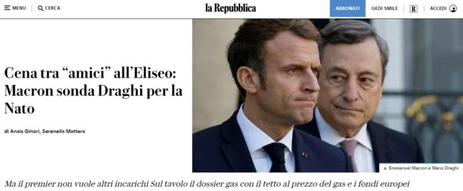 Αποκάλυψη La Repubblica: Ο Μακρόν προτείνει τον φίλο του Ντράγκι για τη θέση του Γενικού Γραμματέα του ΝΑΤΟ