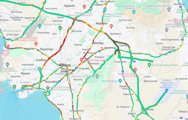 Live η κίνηση στους δρόμους: Ασφυκτιά η Αττική Οδός - Καθυστερήσεις και στα δύο ρεύματα