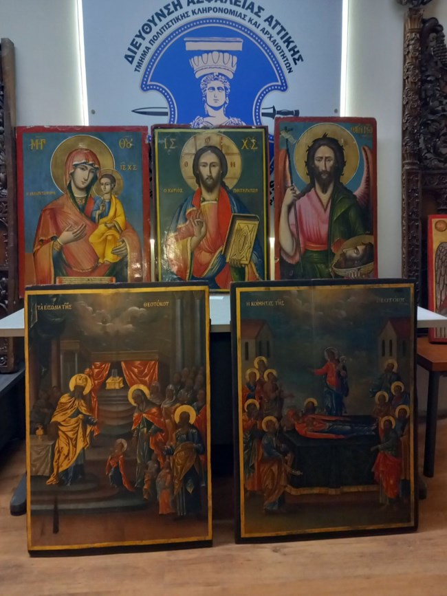 Αττική: Εντοπίστηκαν σε μονή εκκλησιαστικές εικόνες και ξυλόγλυπτα που είχαν κλαπεί από μονές και ναούς της επαρχίας