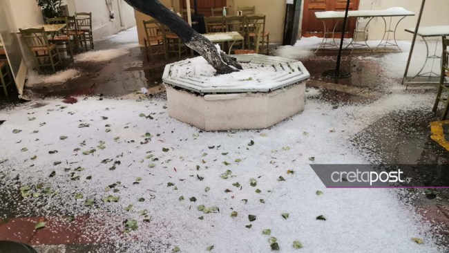 Κακοκαιρία "Ελπίς": Χιόνια και στο σεισμόπληκτο Αρκαλοχώρι - Θερμαντικά σώματα για να μην παγώσουν οι σεισμόπληκτοι