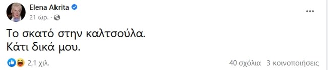 Ξεκίνησε την προεκλογική της καμπάνια η Ελενα Ακρίτα; - "Καλημέρα με το Σκάνδαλο νούμερο 4" Ακρίτα για Σκατό ανάρτηση