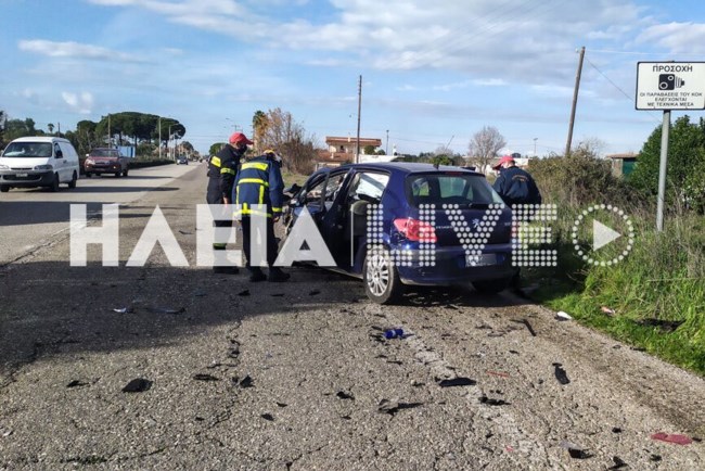 Πύργος: Σφοδρή μετωπική σύγκρουση στην Εθνική Οδό με τέσσερις τραυματίες [Εικόνες]