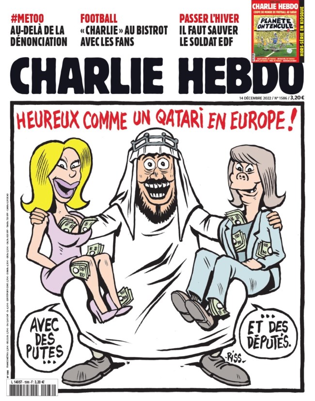 Καυστικό εξώφυλλο του Charlie Hebdo για το Qatargate: "Χαρούμενος, όπως ένας Καταριανός στην Ευρώπη"