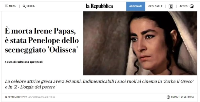 Η "La Repubblica" υμνεί την Ειρήνη Παπά: Ισχυρή η παρουσία της στην ιταλική καλλιτεχνική σκηνή