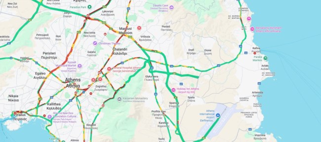 Στο "κόκκινο" για μια ακόμη μέρα ο Κηφισός - Μεγάλο μποτιλιάρισμα από Κηφισιά έως Μοσχάτο