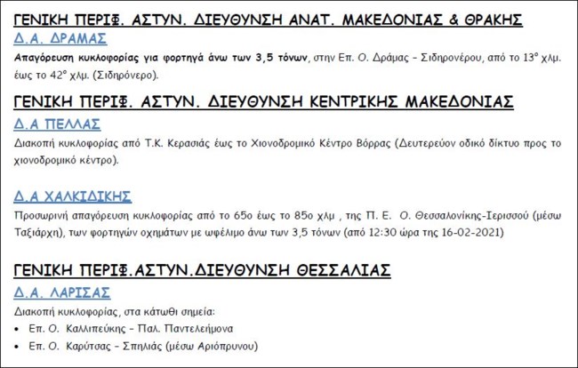 διακοπη κυκλοφοριας