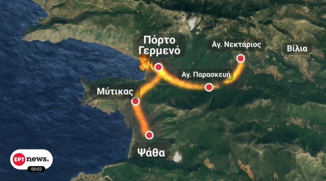 Απόκοσμα βίντεο: Σε πύρινο κλοιό η Δυτική Αττική - Τιτάνια μάχη με τη φωτιά στη Βένιζα, φόβος για τα Μέγαρα