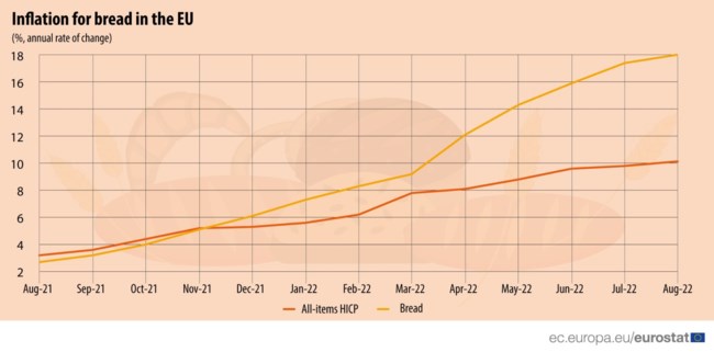 Το ψωμί πιο ακριβό από ποτέ στην Ευρώπη: Μέση αύξηση 18% τον Αύγουστο - Σε ποια θέση βρίσκεται η Ελλάδα