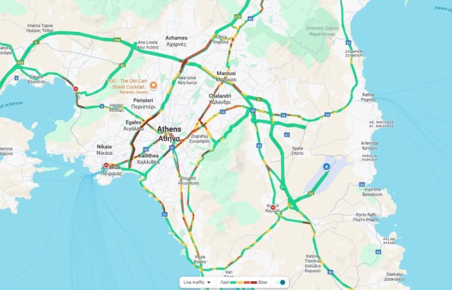 Απέραντο πάρκινγκ ο Κηφισός: Μποτιλιάρισμα σε όλες τις κεντρικές οδούς και λεωφόρους της Αθήνας