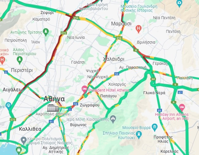 Live η κίνηση στους δρόμους: Πάνω από 30 λεπτά οι καθυστερήσεις στην Αττική Οδό - Μποτιλιάρισμα και στον Κηφισό