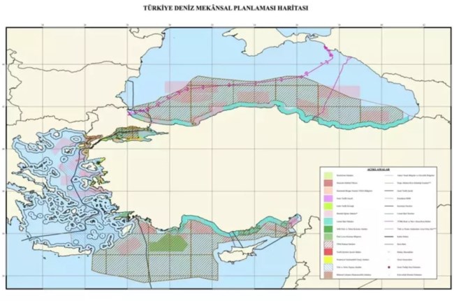 Τον δικό τους χάρτη για τον Θαλάσσιο Χωροταξικό Σχεδιασμό παρουσιάζουν τα τουρκικά ΜΜΕ - Κόβει το Αιγαίο στα δύο