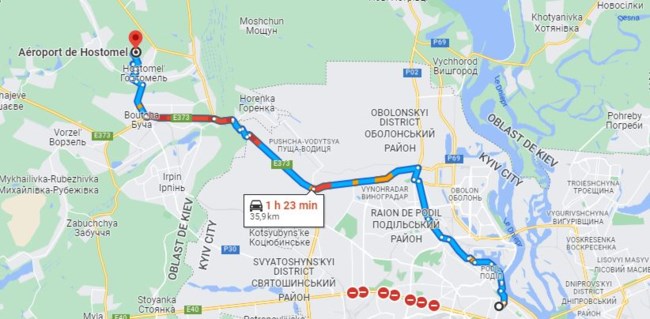 Αεροδρόμιο Κίεβο χάρτης