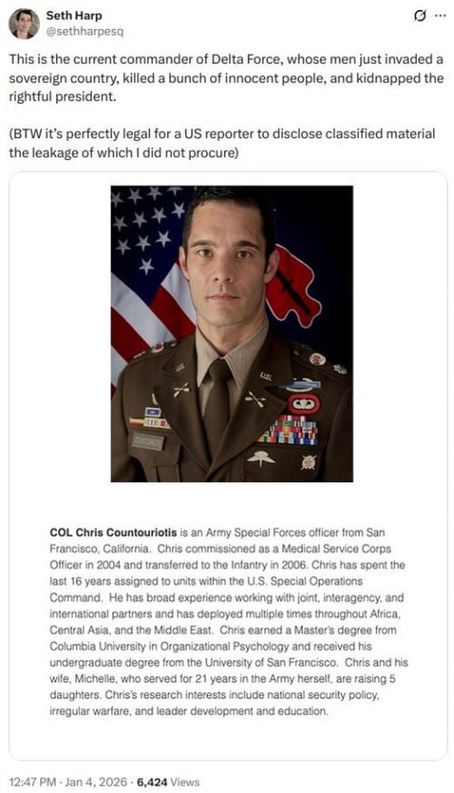 Η Delta Force που αιχμαλώτισε τον Μαδούρο έχει… Ελληνα διοικητή - Ποιος είναι ο Chris Countouriotis