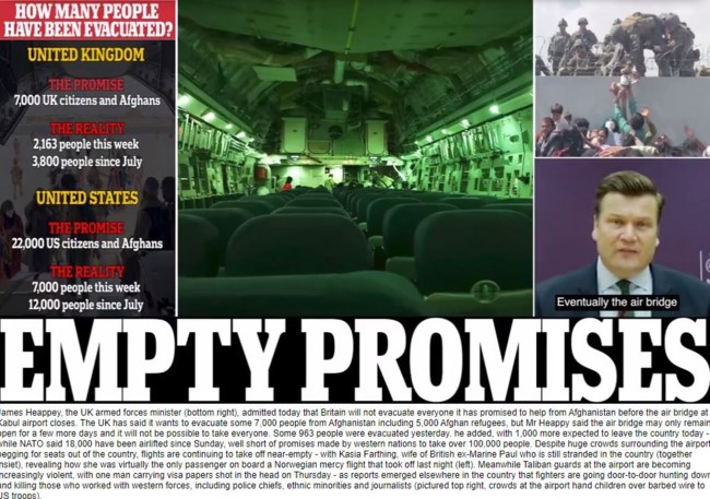 daily mail afghanistan front page