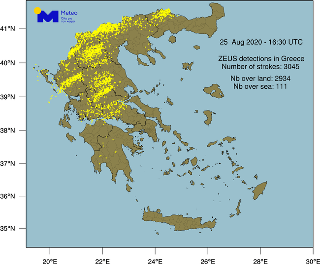Μeteo: 3.000 κεραυνοί πάνω από τα ηπειρωτικά την Τρίτη –  Ο καιρός την Τετάρτη