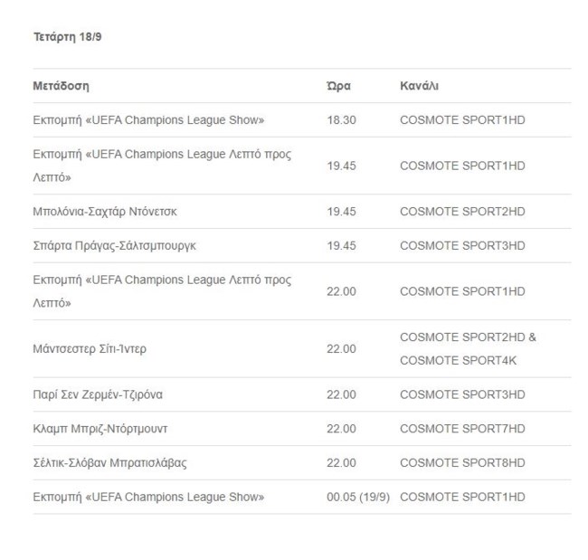 UEFA CHAMPIONS LEAGUE COSMOTE