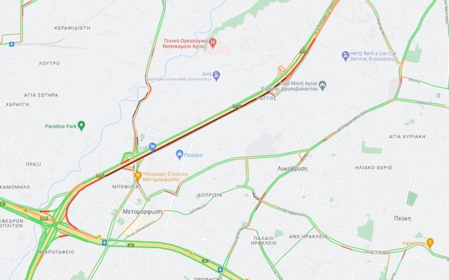 Κίνηση στους δρόμους: Μεγάλο μποτιλιάρισμα στην Εθνική Οδό - Χάος στο ύψος της Μεταμόρφωσης