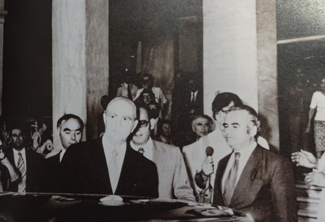 Ο Κωνσταντίνος Καραμαλής και ο Τάκης Λαμπρίας