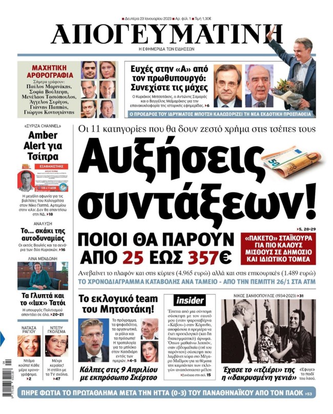 Επανακυκλοφόρησε η Απογευματινή μετά από 12 χρόνια - Το πρώτο πρωτοσέλιδο