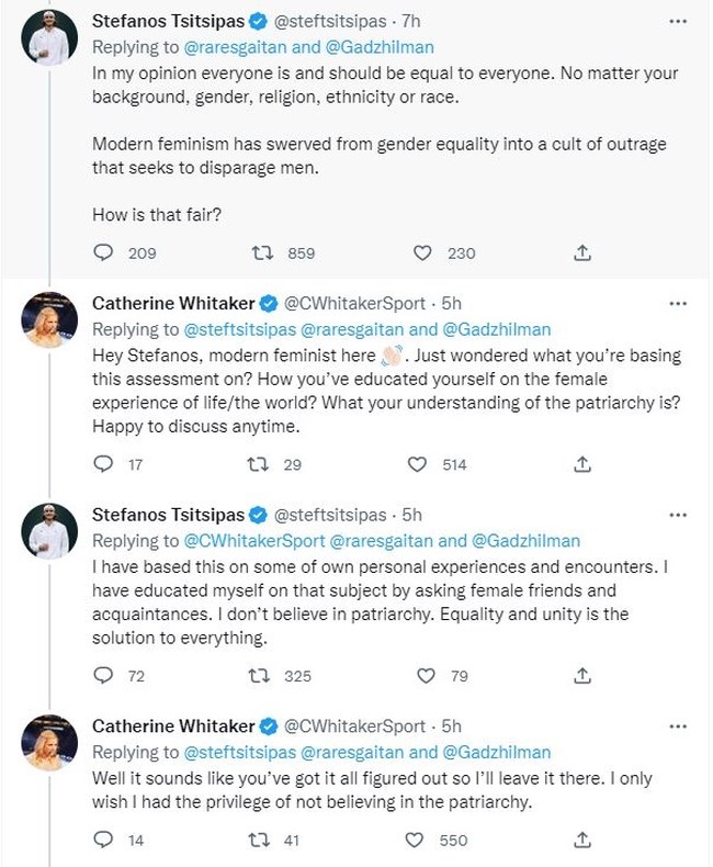 Ο Στέφανος Τσιτσιπάς ξαναχτυπά στο Twitter: Η ανάρτηση για τον φεμινισμό και οι αντιδράσεις