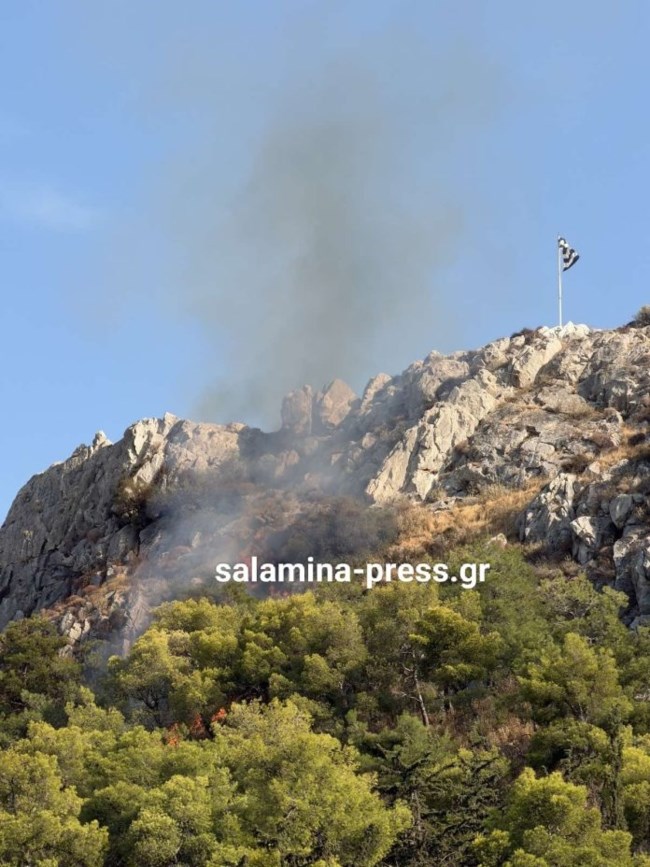 Φωτιά ξανά στη Σαλαμίνα: Οριοθετήθηκε σε 30 λεπτά το μέτωπο στον Προφήτη Ηλία - Παραμένουν οι δυνάμεις
