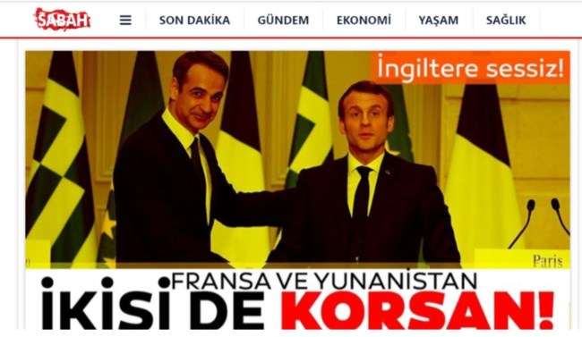 SABAH: "Ελλάδα και Γαλλία είναι πειρατές"...- Εξαλλοι οι Τούρκοι δημοσιογράφοι με την πολιτική του Μακρόν