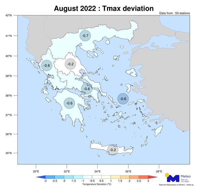 Αύγουστος 2022: Η χαμηλότερη μέση θερμοκρασία στην Ελλάδα εδώ και χρόνια - 25 ημέρες "κρύο" στην Αττική