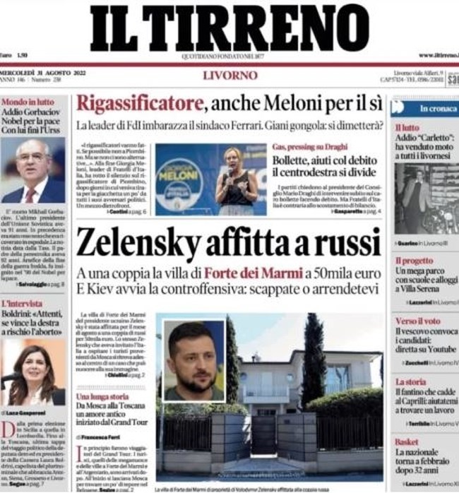 Βίλα Ζελένσκι στην Τοσκάνη: Ήταν Ρώσοι οι ενοικιαστές που έκαναν διακοπές τον Αύγουστο; Fake news λένε οι μεσίτες του Προέδρου