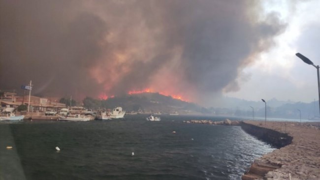 Η φωτιά έχει περικυκλώσει τα Λιμνιά στη Χίο