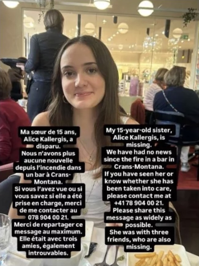 Τραγωδία στο Κραν Μοντανά: Αγνοείται 15χρονη ελληνικής καταγωγής - Εκκληση του αδερφού της