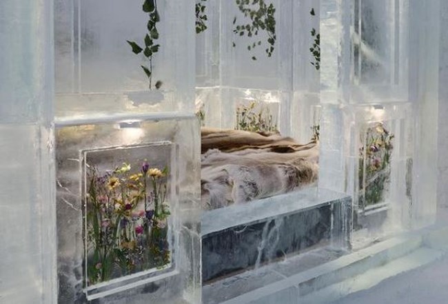 Σουηδία: Παραμυθένιο το Icehotel - Για πρώτη φορά λουλούδια και φυτά στη σύνθεση από χιόνι και πάγο [Εικόνες-Βίντεο]