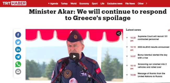 Προκαλεί πάλι ο Ακάρ: Οι Ελληνες να πάρουν τα μαθήματα της ιστορίας - Το ΝΑΤΟ πρέπει να είναι αντικειμενικό