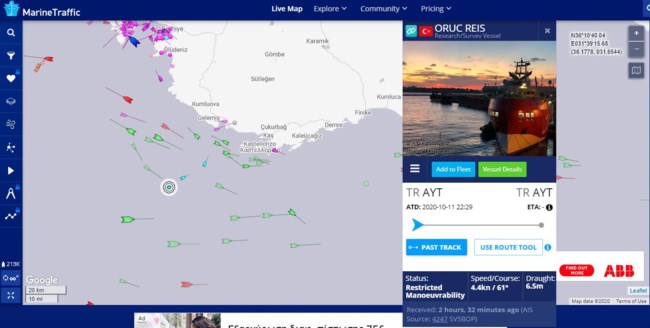 "Oruc Reis": Έφτασε στα 15 ν.μ. από το Καστελόριζο - Κινείται πλέον βορειοδυτικά υπό στενή παρακολούθηση του ΠΝ