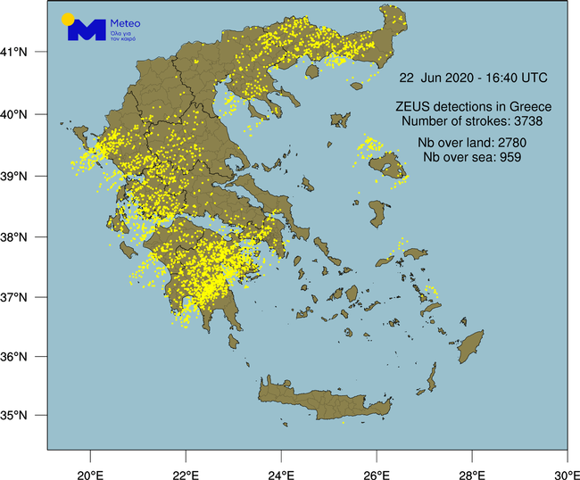 Κακοκαιρία: 3.700 κεραυνοί έως τις 19:40 - Καταιγίδες, χαλάζι και πτώση της θερμοκρασίας την Τρίτη [Χάρτες - Βίντεο]