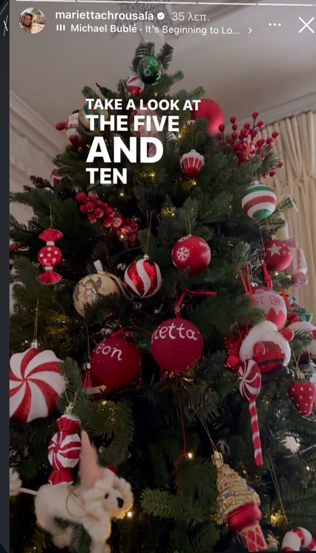 Μαριέττα Χρουσαλά - Λέων Πατίτσας: Αυτό είναι το εντυπωσιακό δέντρο τους - Με στολίδια ειδικά σχεδιασμένα για την οικογένειά τους