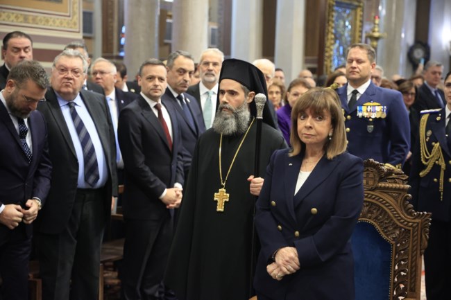 Σακελλαροπούλου, Μητσοτάκης, Ανδρουλάκης, Φάμελλος, Χαρδαλιάς, Δούκας στη δοξολογία για το νέο έτος