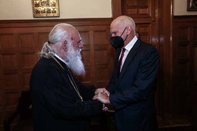 Στον Αρχιεπίσκοπο Ιερώνυμο ο Γιώργος Παπανδρέου - Συζήτηση για πανδημία, κλιματική κρίση και ακρίβεια