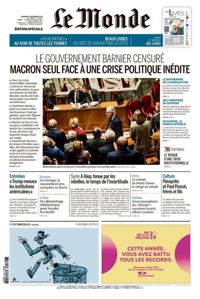 ΜΑΚΡΟΝ LE MONDE 06-12-2024
