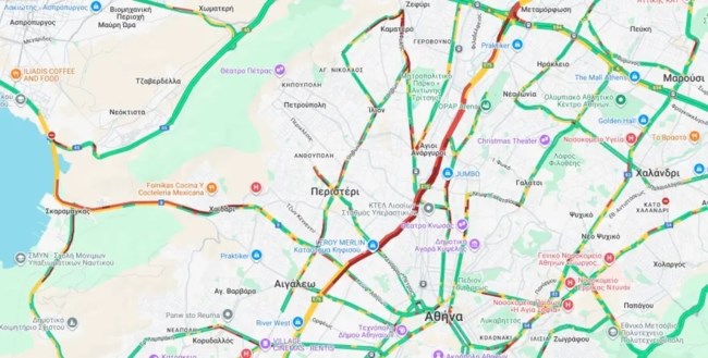 Στο "κόκκινο" οι δρόμοι - Μποτιλιάρισμα σε πολλές κεντρικές αρτηρίες, μεγάλες καθυστερήσεις